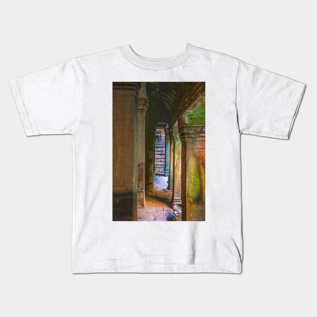 Columns Within Bayon Temple Kids T-Shirt by BrianPShaw